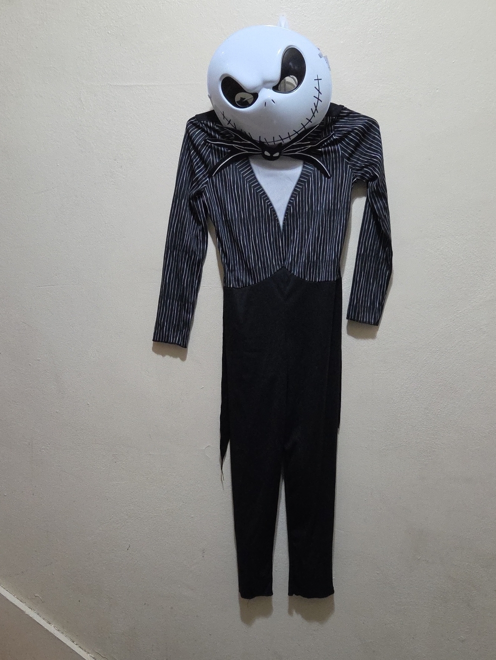 Disguise Black & White Striped Spooky Jumpsuit with Mask